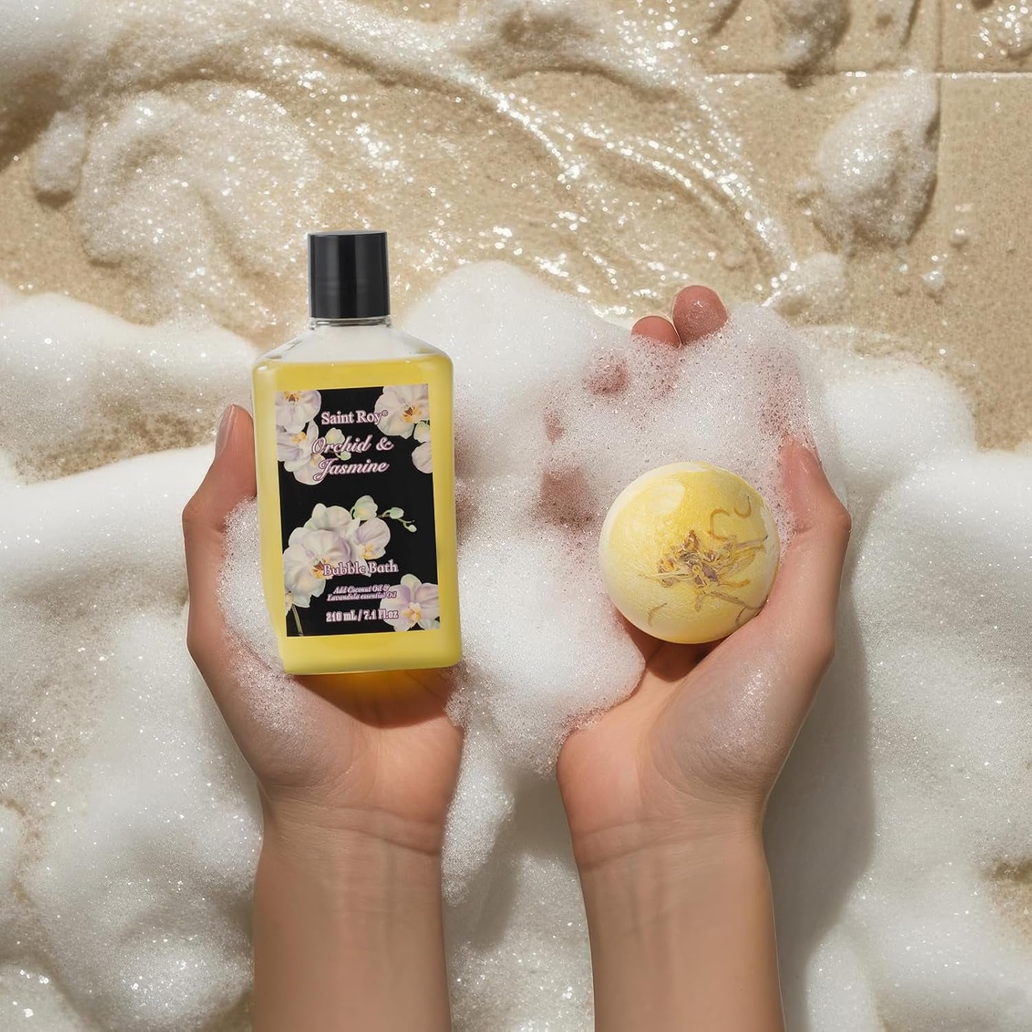 Christmas Gift Bath Basket, Bath and Body Gift Basket Orchid & Jasmine Spa Gift Baskets for Women Fragrant Body Lotions, Christmas Gifts for Women, Home Spa Gift Basket, Bath Kit Cosmetic Bag Sets