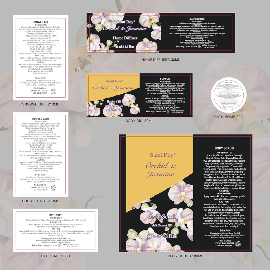 Christmas Gift Bath Basket, Bath and Body Gift Basket Orchid & Jasmine Spa Gift Baskets for Women Fragrant Body Lotions, Christmas Gifts for Women, Home Spa Gift Basket, Bath Kit Cosmetic Bag Sets