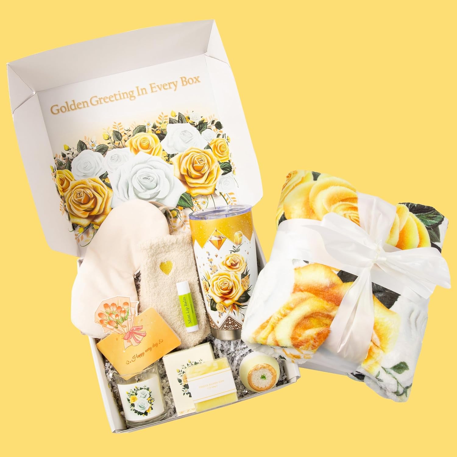 Care Package 9 Pcs- Self Care Kit Birthday Basket for Women, Unique Get Well Soon Gift Baskets for Women, Thank You Box, Spa Gift Set Bundle for Mom, Her, Wife, Girlfriend, Coworker (White)